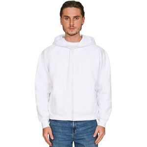 Casual Classics Unisex Adult Combed Cotton Oversized Full Zip Hoodie / White
